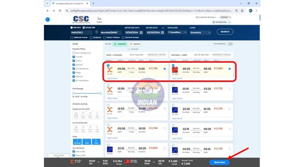 CSC Flight Ticket Booking