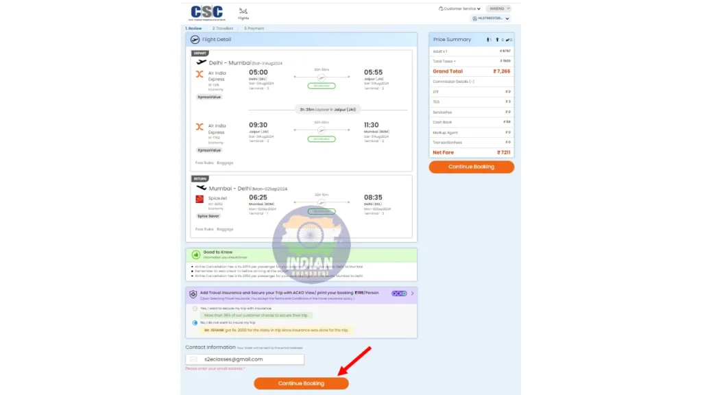 CSC Flight Ticket Booking