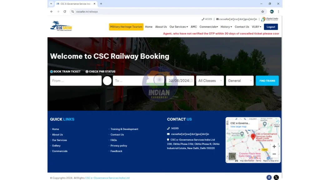 CSC IRCTC Ticket Booking