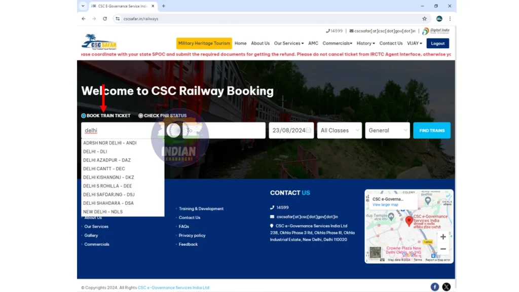 CSC IRCTC Ticket Booking