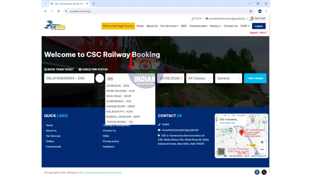 CSC IRCTC Ticket Booking