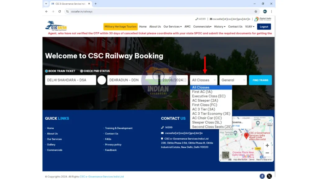 CSC IRCTC Ticket Booking