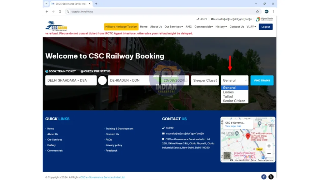 CSC IRCTC Ticket Booking