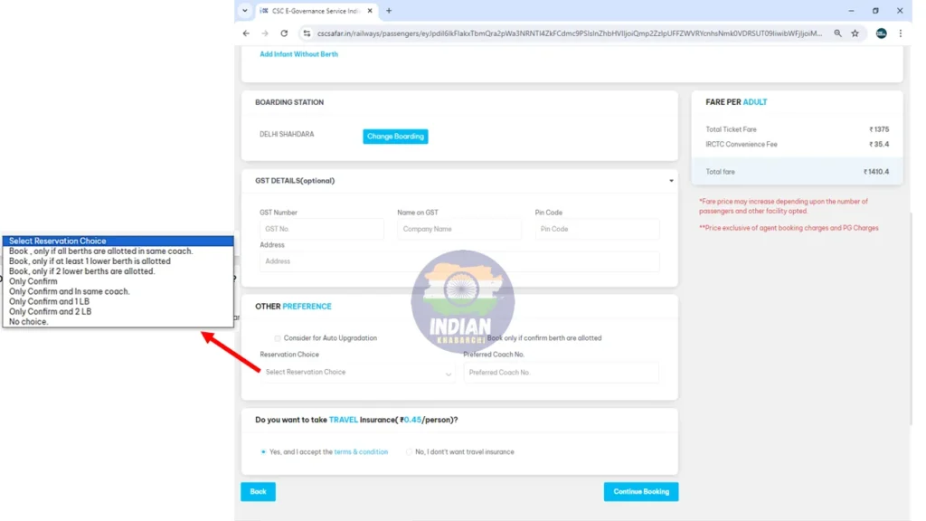 CSC IRCTC Ticket Booking